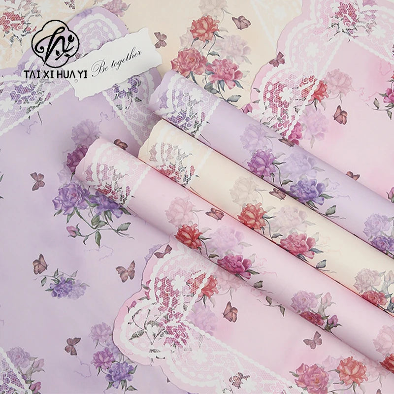Romantic Floral Art Bouquet Wrapping Paper 38*50cm Recyclable PE Coating for Valentine's Day Eco-Friendly Flower Shop Supplies