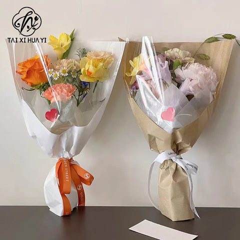 V-shaped Multi-Branch Flower Protective Film Kraft Paper Waterproof Semi-transparent Plastic for Flower Shops
