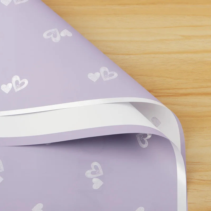 Happy Valentine's Day Waterproof Heart Flower Design Wrapping Paper Simple Bouquet Gift Packaging with PE Coating