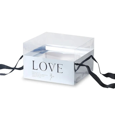 Valentine's Day Floral Gift Box 23.5*23.5*15cm Elegant Transparent Lid Anniversary Preserved Flower Boxes Elegant Folders Type