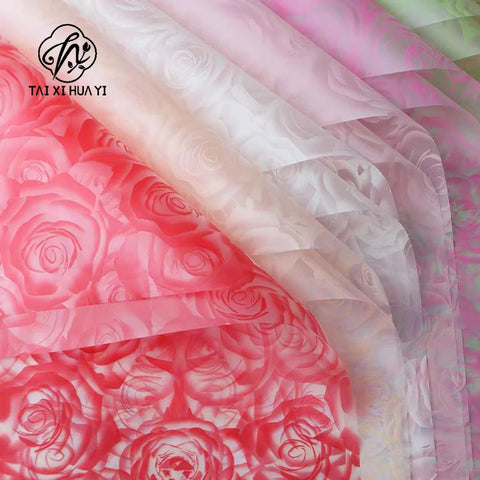 Virgin Pulp Style Rose Printed Waterproof Flower Wrapping Paper 6 Colors Paper Roll Florist Shop Material