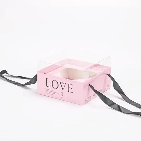 Valentine's Day Floral Gift Box 23.5*23.5*15cm Elegant Transparent Lid Anniversary Preserved Flower Boxes Elegant Folders Type