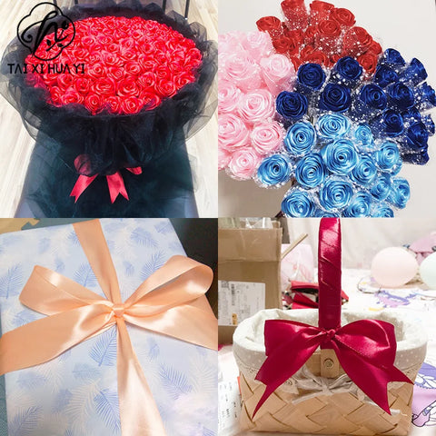 22meters Satin Ribbon 50-Color 4cm Sash DIY Craft Handmade Christmas Wedding Party Fabric Decoration Polyester Gift Ribbons