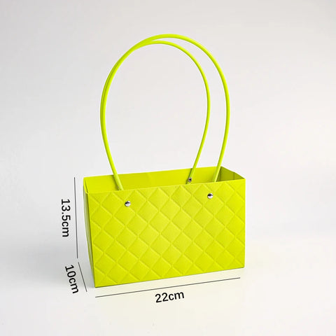 Macaron-Colored Rectangular Tote Single-Sided PE Coating Waterproof Diamond Embossed Flower Craft Paper Packaging Box