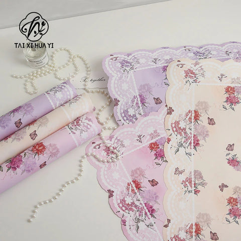Romantic Floral Art Bouquet Wrapping Paper 38*50cm Recyclable PE Coating for Valentine's Day Eco-Friendly Flower Shop Supplies