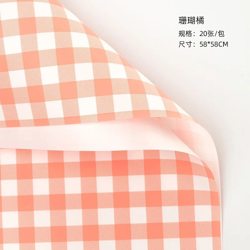 Waterproof Summer Plaid Wrapping Paper Korean Version Floral Arrangement Flower Packaging Materials Popular for Flower Shops