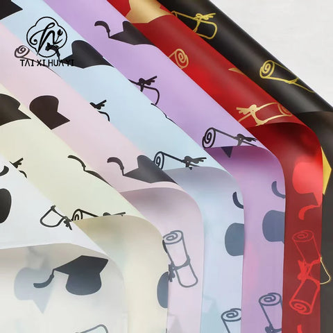 Waterproof Bow Book Roll Flower Wrapping Paper for Graduation Season Coated Material