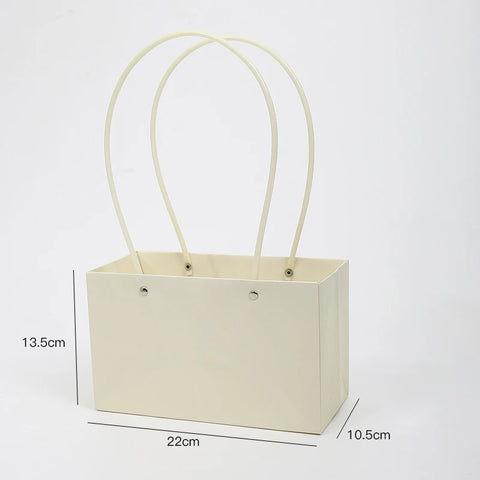 Waterproof Rectangular Flower Box Small Paper Bag with Handle Candy Color Bouquet Packaging Gift Box Tote Box for Flowers Candy