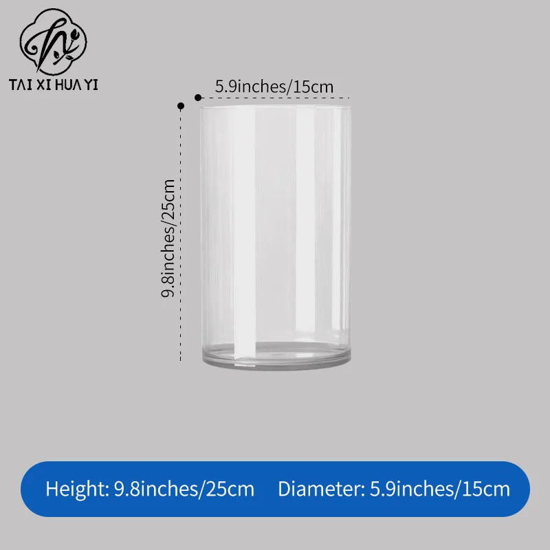 High-Grade Transparent Acrylic Cylindrical Vase Art Deco Design Tabletop for Wedding Flower Arrangements Anti-Fall Plastic