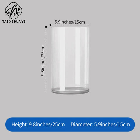 High-Grade Transparent Acrylic Cylindrical Vase Art Deco Design Tabletop for Wedding Flower Arrangements Anti-Fall Plastic