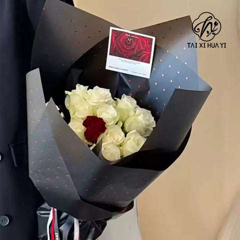 Waterproof Eco-Friendly Recyclable Flower Packaging Single Side Coated Careful Hot Stamping Matte Paper Jelly Film