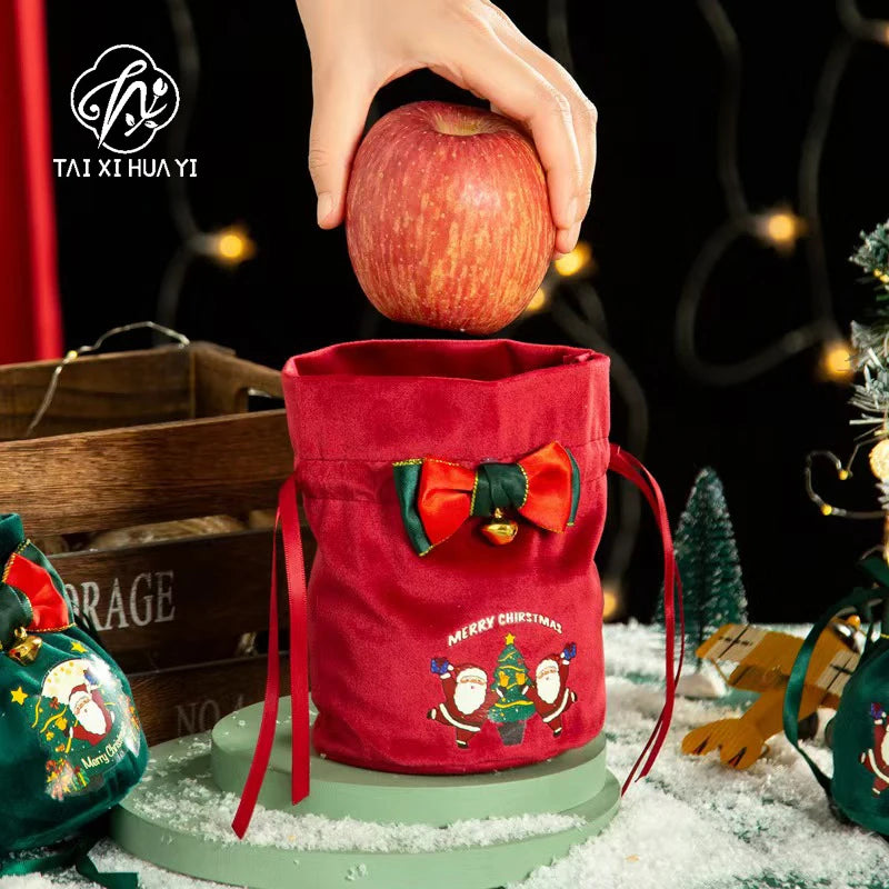 Exquisite Velvet Santa Claus Xmas New Year Candy Bag Craft New Christmas Gifts Drawstring Children Stamp