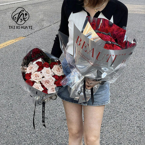 Valentine's Day Waterproof PE Coated Plastic Wrapping Paper 58*58cm for Bouquet Flower Gift Packaging