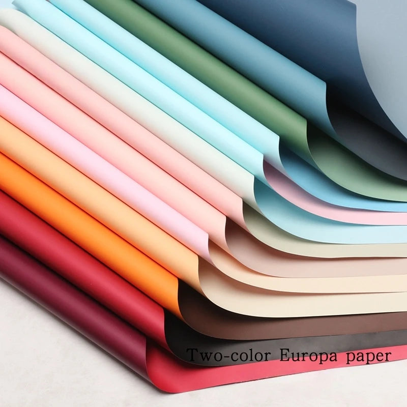 Handmade Ou Ya Two-Color Floral Wrapping Paper Waterproof Flower Packaging with Coating for Bouquets