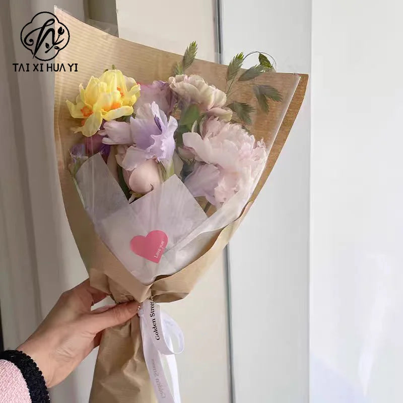 V-shaped Multi-Branch Flower Protective Film Kraft Paper Waterproof Semi-transparent Plastic for Flower Shops Secondary image