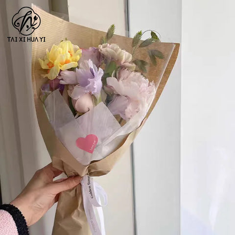 V-shaped Multi-Branch Flower Protective Film Kraft Paper Waterproof Semi-transparent Plastic for Flower Shops