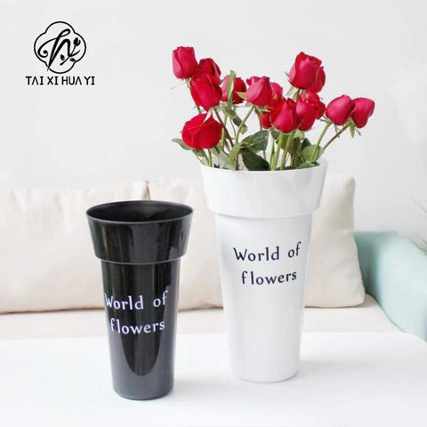 High Quality Durable PP Decorative Plastic Flower Pot & Container Drainage Hole White/Black Colors 8L Capacity Home Garden Use