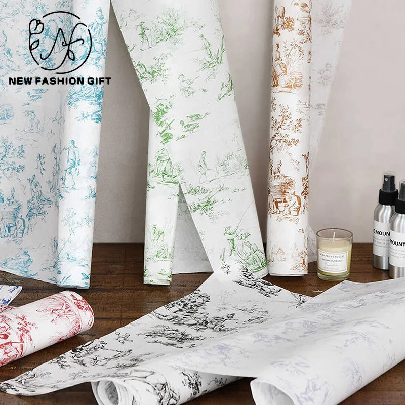 Coated Flower Wrapping Paper DIY with Lining Paper Water-proof & Eco-friendly BOPP Material Paper
