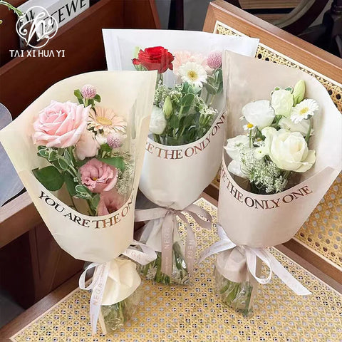 Transparent OPP Single Bouquet Bag PE Plastic Fresh Flower Packaging for Valentine's Day Roses Essential Supply for Flower Shops