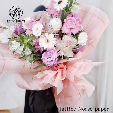 Large Grid Mesh PP Red Check Thickened Waterproof Disposable Floral Bouquet Recyclable Art Paper Wrapping Packaging