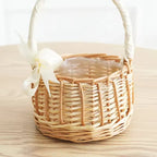 Handmade Natural Rattan Hanging Storage Satchel Woven Flower Basket Artificial Flowers Gift Arrangements Home Decor Clothing