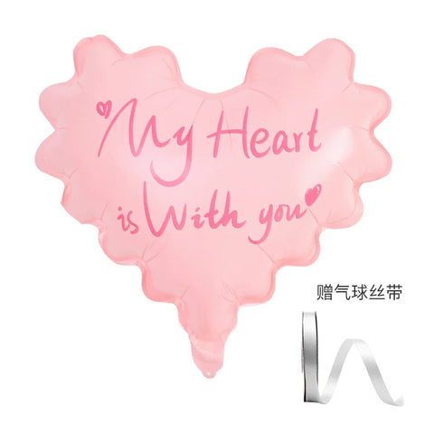 Waterproof Heart-Shaped Balloon for Valentine's Day Wave Floral Resin Paper Packaging Bouquet for Flowers