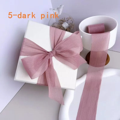 5cm Luxury Glitter Chiffon Organza Ribbon Crafts Floral Bouquets Wedding Christmas Car Party Decorations Valentine's Day Gift