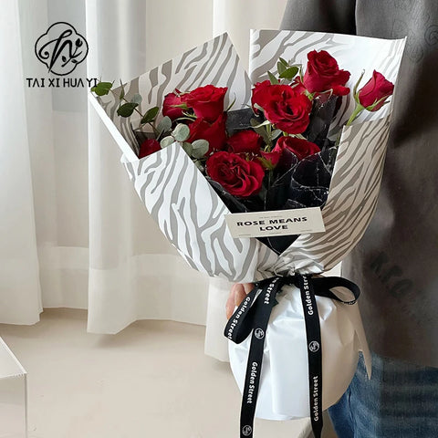 Wholesale Wrapping Gifts PVC Coated Virgin Pulp Style Flower Zebra Pattern Waterproof Floral Art Paper