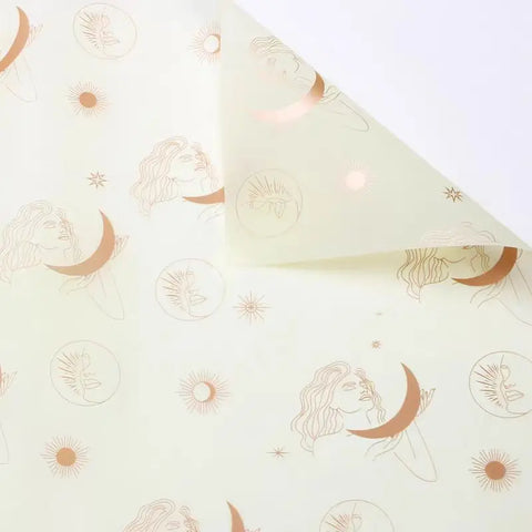Wholesale Moon Pattern Art Paper Flower Wrapping Waterproof Birthday Gift Packaging Tissue for Florists Gift Wrapping Paper