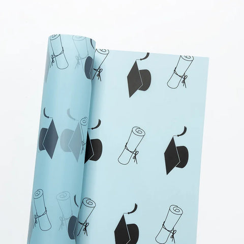 Waterproof Bow Book Roll Flower Wrapping Paper for Graduation Season Coated Material