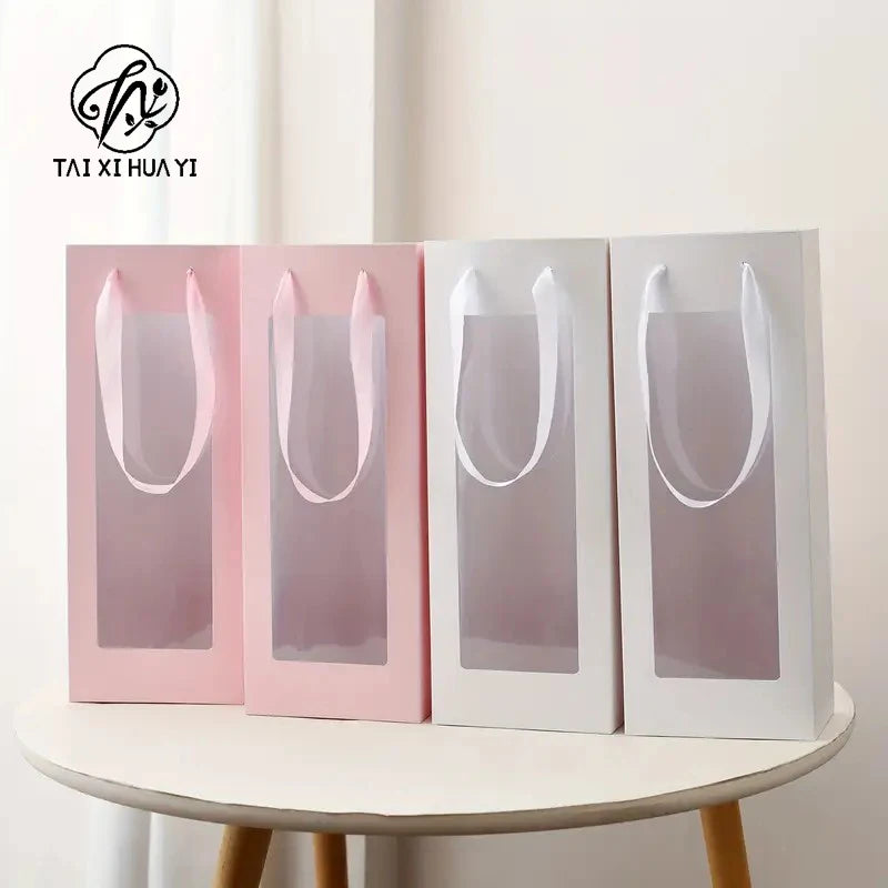 Nicro Single Bouquet Bag New Arrival Transparent Rectangular Hand Packaging for Flowers for Valentine's Day Recycled Materials