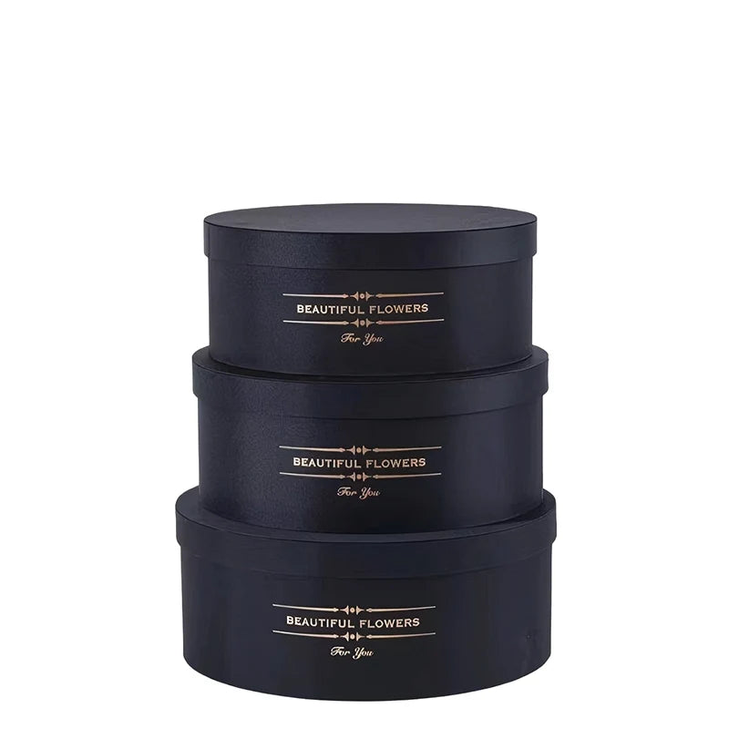 Wholesale Large Size Round Hat Box for Hat Sets Floral Bouquet Box Round Rose Gift Flower Boxes With Gold Foil Stamp Logo รูปสินค้าหลัก
