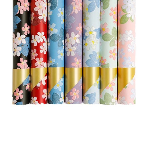 58*58cm Colorful Flower Design Waterproof Wrapping Paper Golden Package Bouquet Packaging Supplies