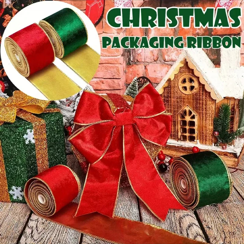 Gordon RibbonsWired Christmas Wedding Velvet Ribbon Exquisite Gold Edge Eco-Friendly Durable Luxury Metallic Ribbon for