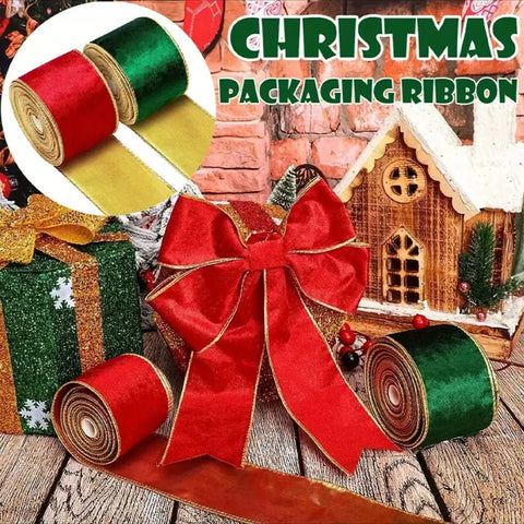 Gordon RibbonsWired Christmas Wedding Velvet Ribbon Exquisite Gold Edge Eco-Friendly Durable Luxury Metallic Ribbon for