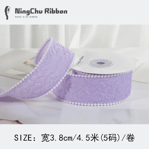 Luxury Pearl Pleated Ribbon for Birthday Wedding Christmas Valentine's Day DIY Packaging Baking Decorations for Bunches Bouquets