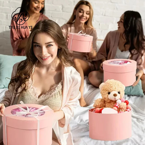 Wholesale Flower Gift Box Children's Kids New Born Baby Shower Gift Set Box with Transparent Lid Gift Hamper Box
