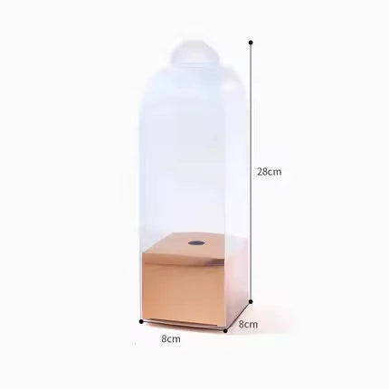 Single Portable PVC Transparent Panoramic Rose Bouquet Flower Boxes Christmas Cute Little Rose Gift Box with Embossing Printing