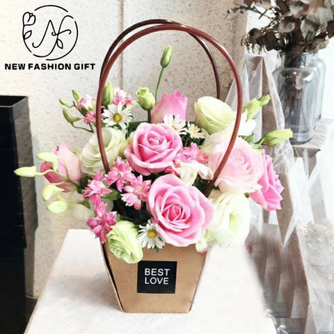 Portable & Reusable Waterproof Paper Tube for Fresh Flower Arrangements DIY Rose Bouquet Packaging Boxes Flower Art