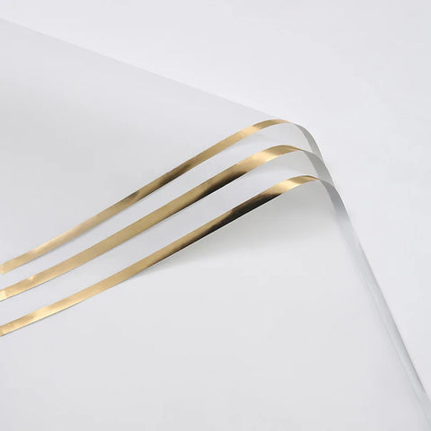 Waterproof Gold Edge Jelly Film Flower Wrapping Paper Matte Translucent Bouquet Recyclable Customizable Shop Packaging Material