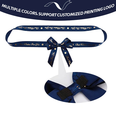 Customized Eco-Friendly Christmas Luxury Gift Wrapping Pull Bow Wine Bottle Neck Decorative Pre-Tied Satin Red Ribbon