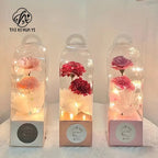 Single Portable PVC Transparent Panoramic Rose Bouquet Flower Boxes Christmas Cute Little Rose Gift Box with Embossing Printing