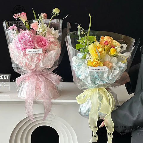 Coated Flower Wrapping Paper DIY with Lining Paper Water-proof & Eco-friendly BOPP Material Paper
