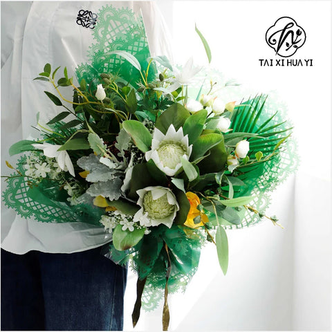 Glass Paper with Petal Lace Design Transparent Plastic Waterproof Flower Paper Single Side Coating Flower Wrapping Paper