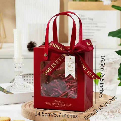 Wholesale Coated Craft Packaging Bags Transparent Window Eco-friendly Gift Bags for Valentine's Day Wedding