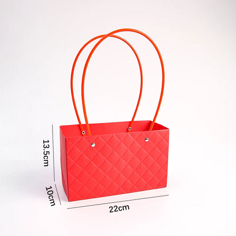 Macaron-Colored Rectangular Tote Single-Sided PE Coating Waterproof Diamond Embossed Flower Craft Paper Packaging Box