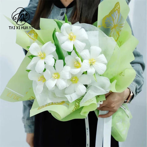 Waterproof Gift Bouquet Packaging Paper Nosha Paper with Single-sided Coating Butterfly Print Design