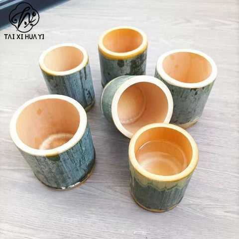 Handcrafted Bamboo Vessel Cup for Succulent Planting Candle Display Flower Insertion & Desk Organizer Gift Decor