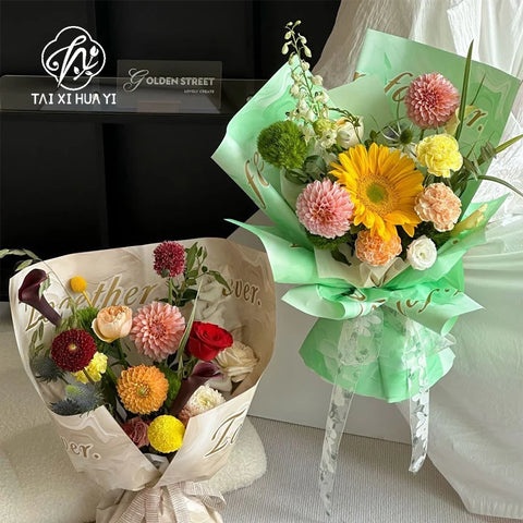 Double-sided Waterproof PVC Flower Wrapping Paper for Valentine's Day Bouquets and Gifts Florist Wrapper