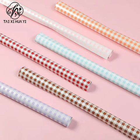 Waterproof Summer Plaid Wrapping Paper Korean Version Floral Arrangement Flower Packaging Materials Popular for Flower Shops